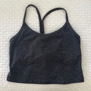 Beyond Yoga Spacedye Slim Racerback Cropped Tank in Black/Charcoal!